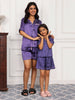 LAVENDER LOVE MOM AND ME COLLARD SHORT SET IN JAPAN SATIN