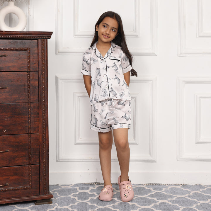 WILD ELEGANCE KIDS COLLARD SHORT SET IN JAPAN SATIN