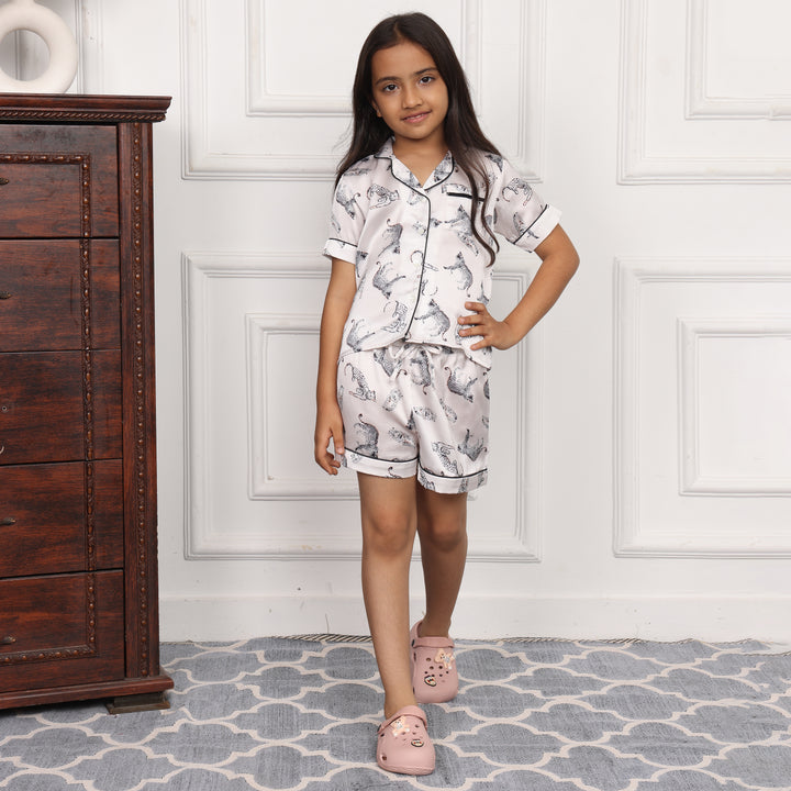 WILD ELEGANCE KIDS COLLARD SHORT SET IN JAPAN SATIN