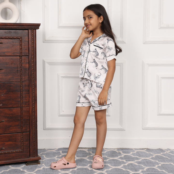 WILD ELEGANCE KIDS COLLARD SHORT SET IN JAPAN SATIN