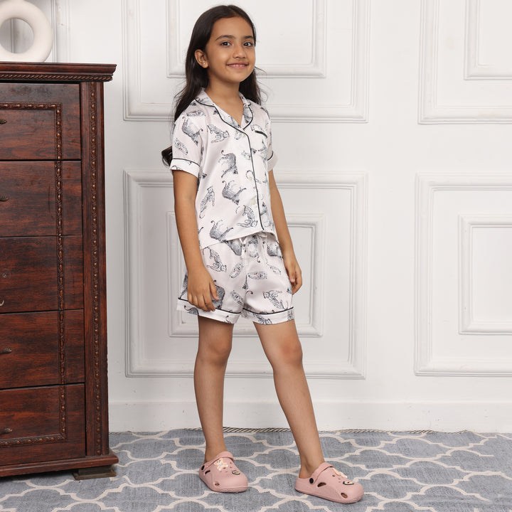 WILD ELEGANCE KIDS COLLARD SHORT SET IN JAPAN SATIN