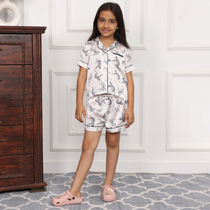 WILD ELEGANCE KIDS COLLARD SHORT SET IN JAPAN SATIN