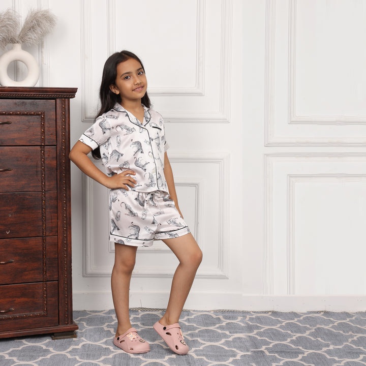 WILD ELEGANCE KIDS COLLARD SHORT SET IN JAPAN SATIN