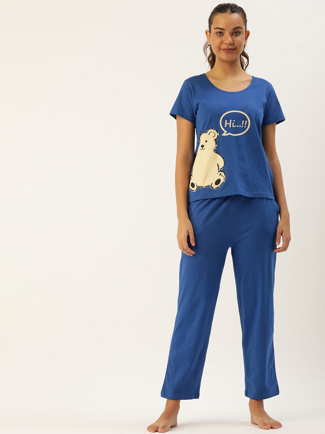 Cuddly Teddy Bear Printed Pyjama Set - 100% Cotton