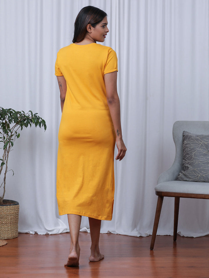 Yellow Mellow Printed Nightdress - 100% Cotton