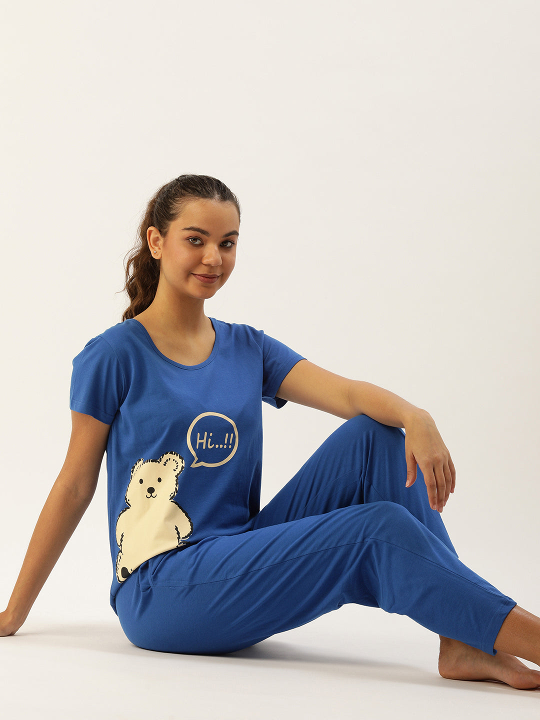 Cuddly Teddy Bear Printed Pyjama Set - 100% Cotton