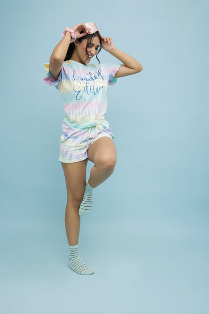 Motley Short Set Made of 100% Cotton Tie & Dyed Style