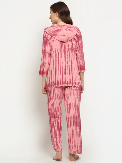 Berry Lush Tie & Dye Hoodie Pyjama set