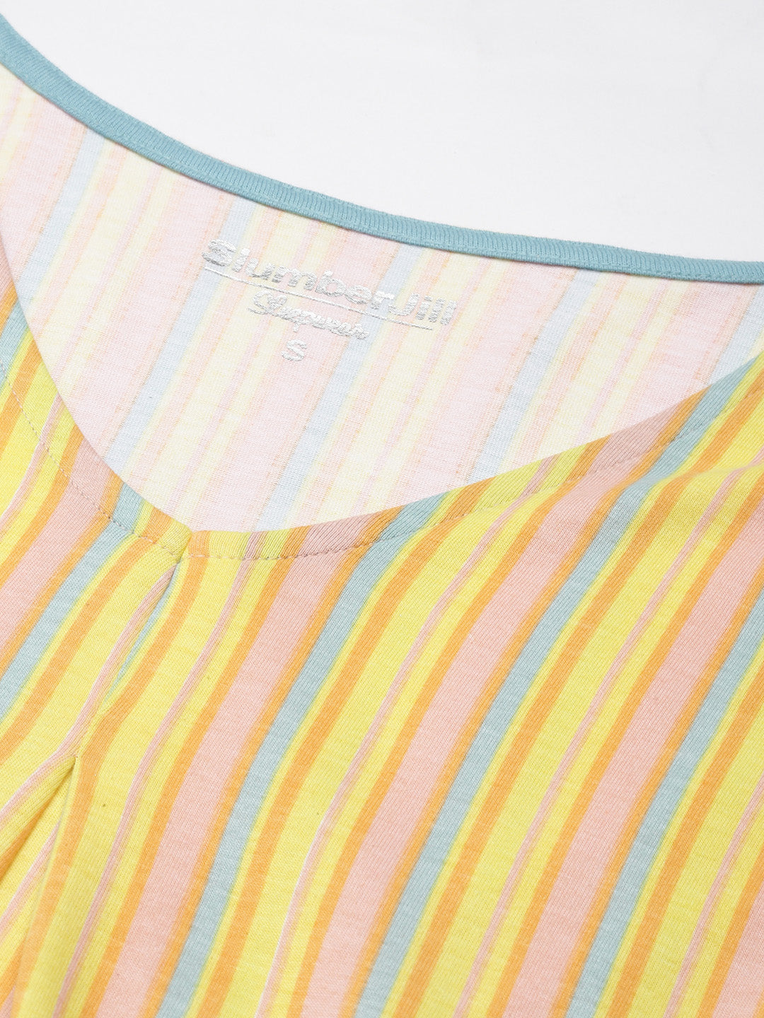 Sunshine Sassy Stripes Waist Tie -Up Nightdress in Multicolor - 100% Cotton