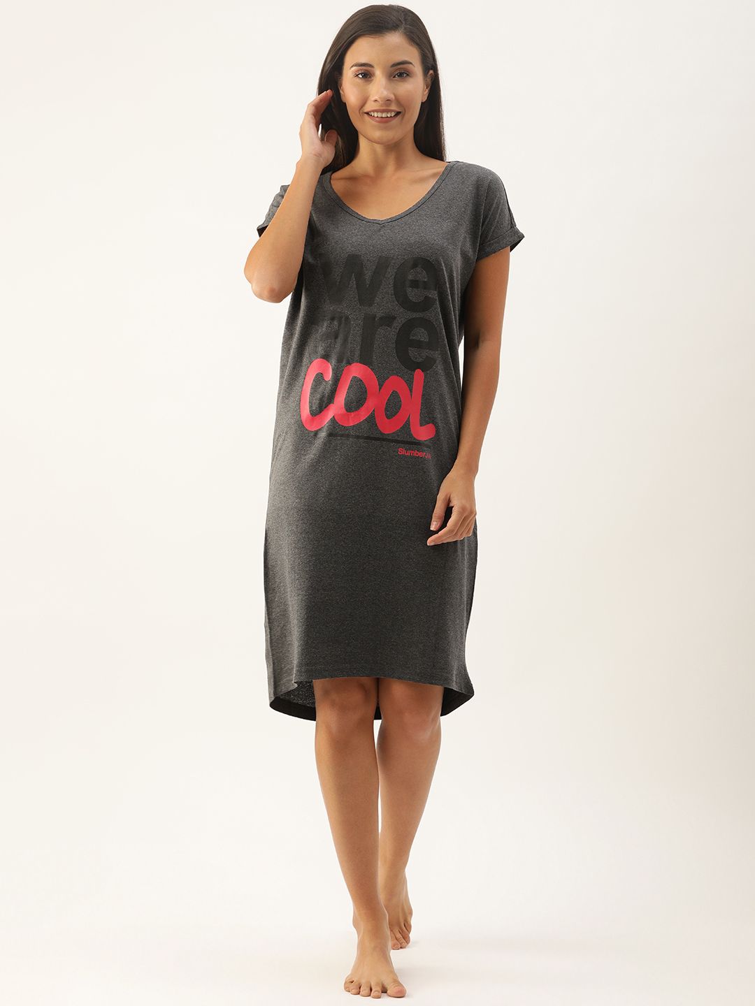 Loose Fit "We are Cool" Sleep Shirt - Colour Charcoal