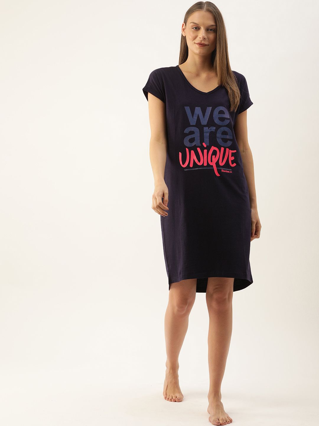 Loose Fit "We are Unique" Sleep Shirt - Colour Navy