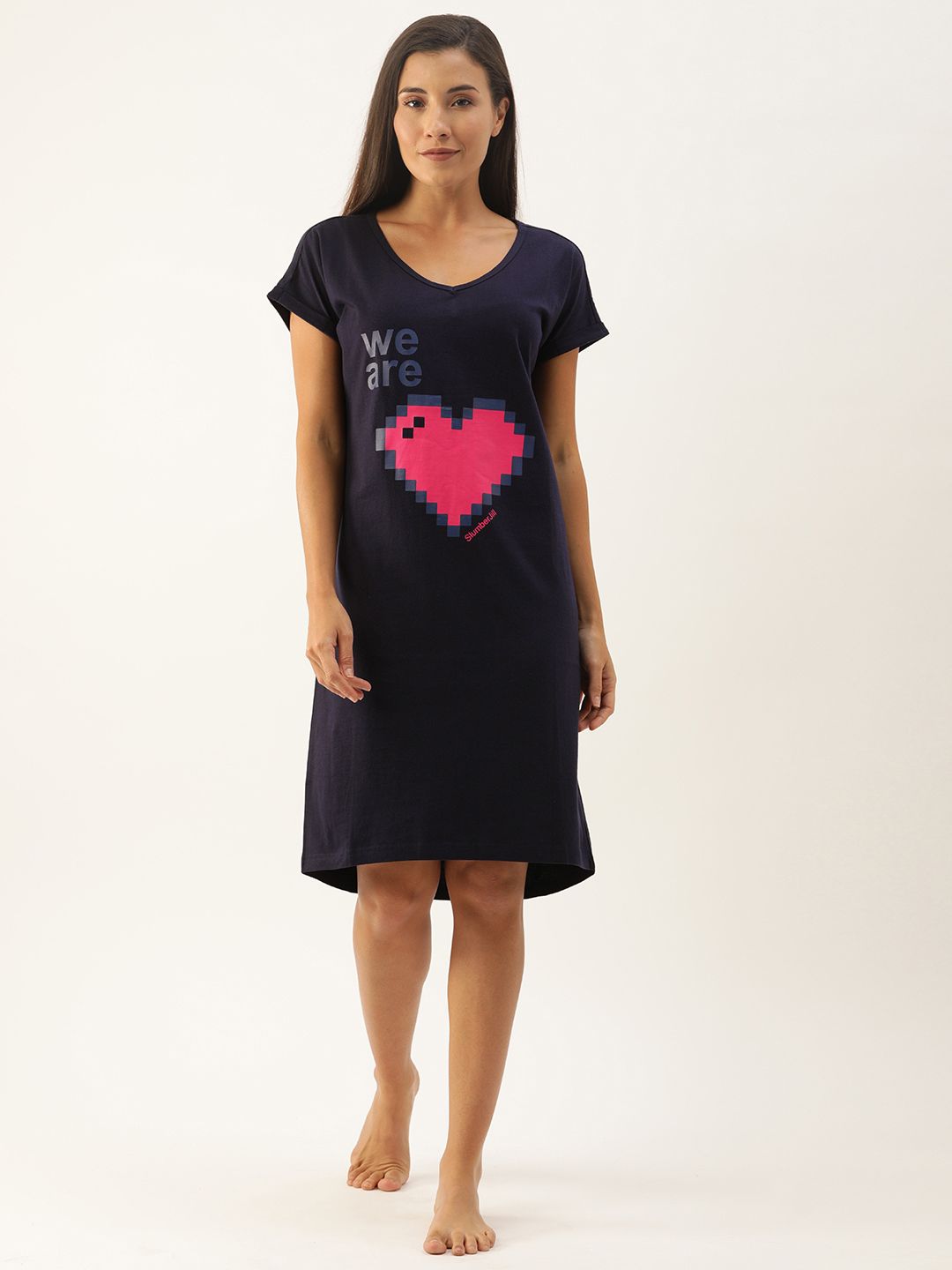 Loose Fit "We are Heart" Sleep Shirt - Colour Navy