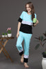SLUMBER EVERYDAY AQUA CASCADE LOUNGE SET MADE OF COTTON